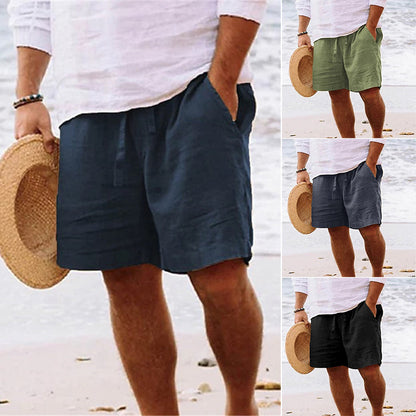 💙 Tijdelijke Vaderdagaanbieding 💙 Strandshorts van katoen-linnen heren