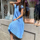 Sleeveless pleated simple solid color dress