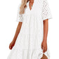⏰2025 Hot Sale - Damen Elegante Hollow Out Spitze Rüsche Casual Mini Kleider