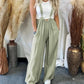 Zachte losse vaste kleur wijd been jumpsuit
