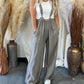 Zachte losse vaste kleur wijd been jumpsuit