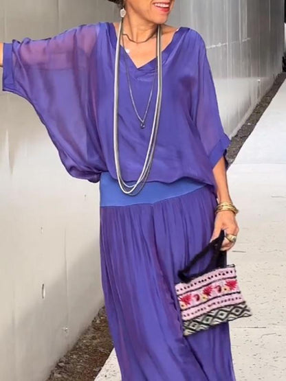 Elegante losse tweedelige chiffon set 🔥 Gratis verzending