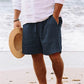 💙 Tijdelijke Vaderdagaanbieding 💙 Strandshorts van katoen-linnen heren