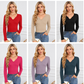 Trendy top met lange mouwen en V-hals voor dames🥰