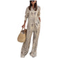 Dames set met geometrische print - 2-delig shirt en broek met wijde pijpen