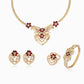 Elegante dames rode bloem strass sieradenset