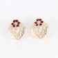 Elegante dames rode bloem strass sieradenset