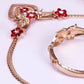 Elegante dames rode bloem strass sieradenset