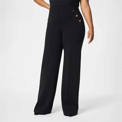 Dames Plus Size Hoge Stretch Hoge Taille Wijde Broek met Wijde Pijpen