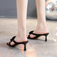 Women's Rhinestone Flower Square Toe Heeled Slippers