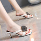 Women's Rhinestone Flower Square Toe Heeled Slippers