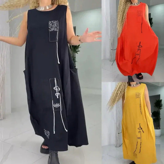 💥49% KORTING💃Casual mouwloze maxi-jurk voor dames met een grotere maat