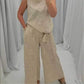 Casual mouwloze top broek met wijde pijpen 2-delige set