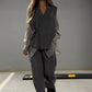 Fashion Patchwork Irregular Lace-Up Shirt & Broek Tweedelige Set