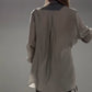 Fashion Patchwork Irregular Lace-Up Shirt & Broek Tweedelige Set