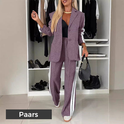 Dames 2-delige casual blazer en trainingsbroek set