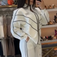 Top met coltrui en strepen ＆ Broek met brede pijpen 2-delige set