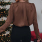💮Luxe satijnen V-halsblouse voor dames met rozendetail