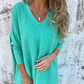 🌈 2 stuks gratis verzending🌈Women's Long Sleeve Knitted V-Neck Loose Long Top (50% UIT)）