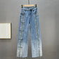 👖✨Vrouwenjeans Met Glimmende Strass-steentjes En Chic Split✨