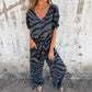 Damesset met zebraprint V-hals, top en broek