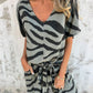 Damesset met zebraprint V-hals, top en broek