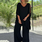 🤩Vrouwen 2-Delige Stel Ongedwongen Losse Topje & Wijde Broek