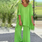 🤩Vrouwen 2-Delige Stel Ongedwongen Losse Topje & Wijde Broek