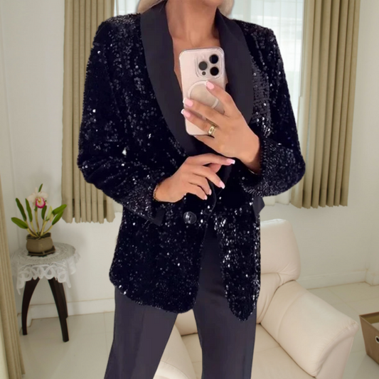 Blazer met Lange Mouwen en Pailletten en Zakken