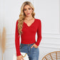 Trendy top met lange mouwen en V-hals voor dames🥰