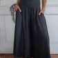 Dames Trendy Hoge Taille Wijde Been Jeans met Zakken