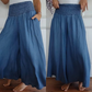 Dames Trendy Hoge Taille Wijde Been Jeans met Zakken