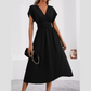 👗Dames V-hals jurk met ingesnoerde taille