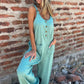 Dames Casual Veelzijdige Losse Jumpsuit met Knoopsluiting
