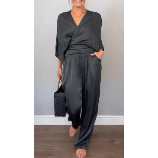 🧚‍♂️Set van 2 elegante tops en broeken voor dames met V-hals