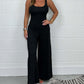 Sexy backless jumpsuit met ronde hals en wijde pijpen voor dames
