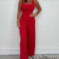 Sexy backless jumpsuit met ronde hals en wijde pijpen voor dames