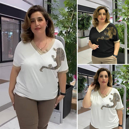 Elegante, casual top met V-hals en print voor dames