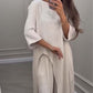 💃Limited Sale 50% OFF💕Solid Color Irregular Top & Wide-Leg Pants 2-PCS Set