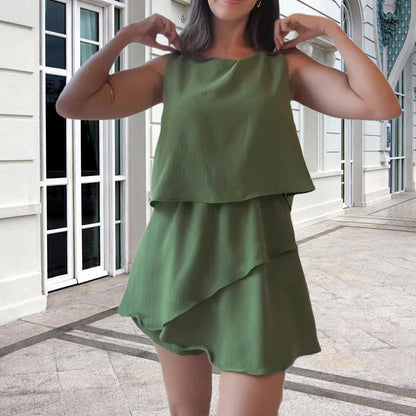 Dames Romper zonder mouwen met ruches aan de zoom