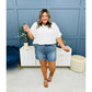 Hoge taille afgesneden dad shorts met gerafelde zoom