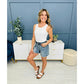 Hoge taille afgesneden dad shorts met gerafelde zoom