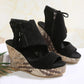 Dames sandalen met open teen en kwastjes en plateauzool