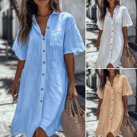 🔥Hot Sale 50% Uitverkoop💥Koop 2 Krijg 5% Aanbieding👗Casual Katoenen Linnen Overhemd Jurk