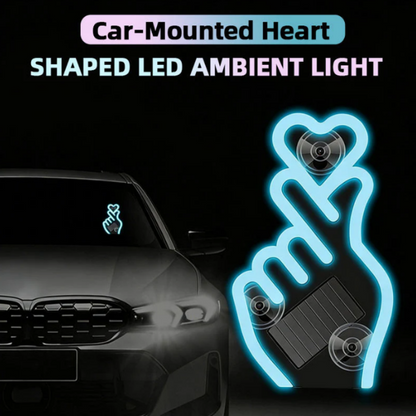 🚗💡 Laat je auto liefde uitstralen💖 Nieuwjaarsactie: Zonne-energie LED Autolamp – Vingerhart Design -50%