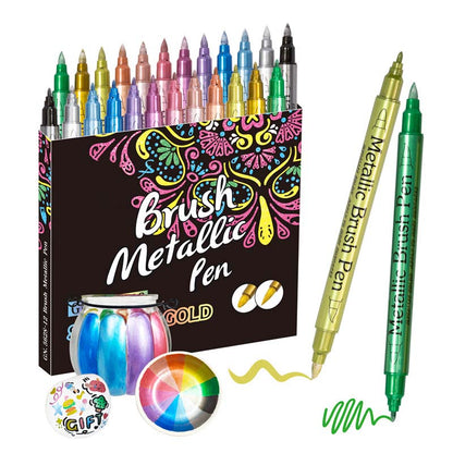 ✨ Laat Je Creaties Stralen in Metallic Kleuren!🎨Vibrant Colors Metallic Marker Pens Set